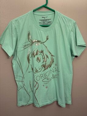Disney Store Tinker Bell 'Original Starlet' Mint Green Metallic Graphic Tshirt